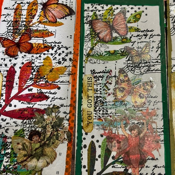 Colorful Butterfly tag set handmade mixed media junk journal ephemera - Picture 2 of 7